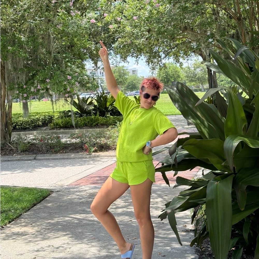 Michael Kors Lime Green Logo Shorts and Top Set
